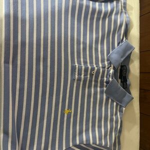 Ralph Lauren Light Blue and White Striped Polo-Mens XL
